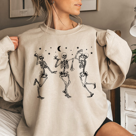 Dancing Skeletons Moon Halloween Sweatshirt