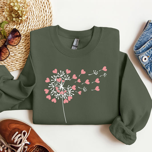 Dandelion Hearts, Flower, Sweatshirt, Valentine's Day