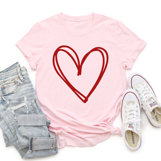 Double Heart, Sketch, Doodle, Love, Super Soft Tshirt, Valentine's Day