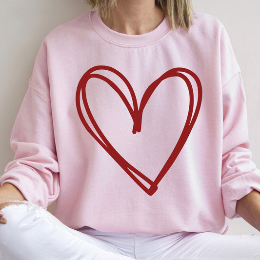 Double Heart, Sketch, Doodle, Love, Sweatshirt, Valentine's Day