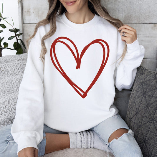 Double Heart, Sketch, Doodle, Love, Sweatshirt, Valentine's Day