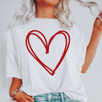 Double Heart, Sketch, Doodle, Love, Comfort Colors Tshirt, Valentine's Day