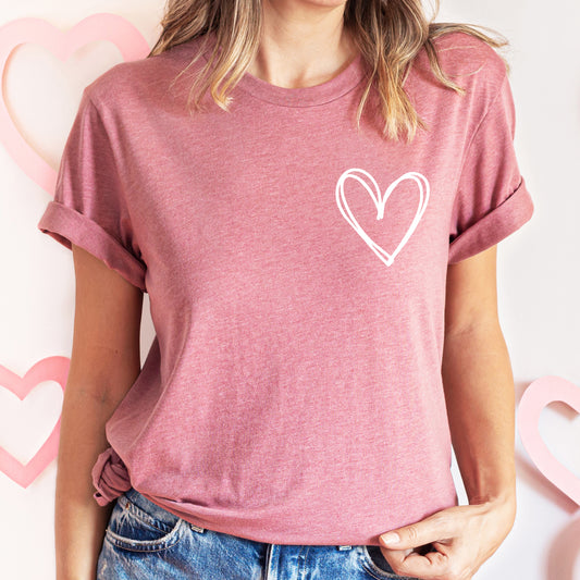 Double Heart Pocket Print, Super Soft Tshirt, Valentine's Day