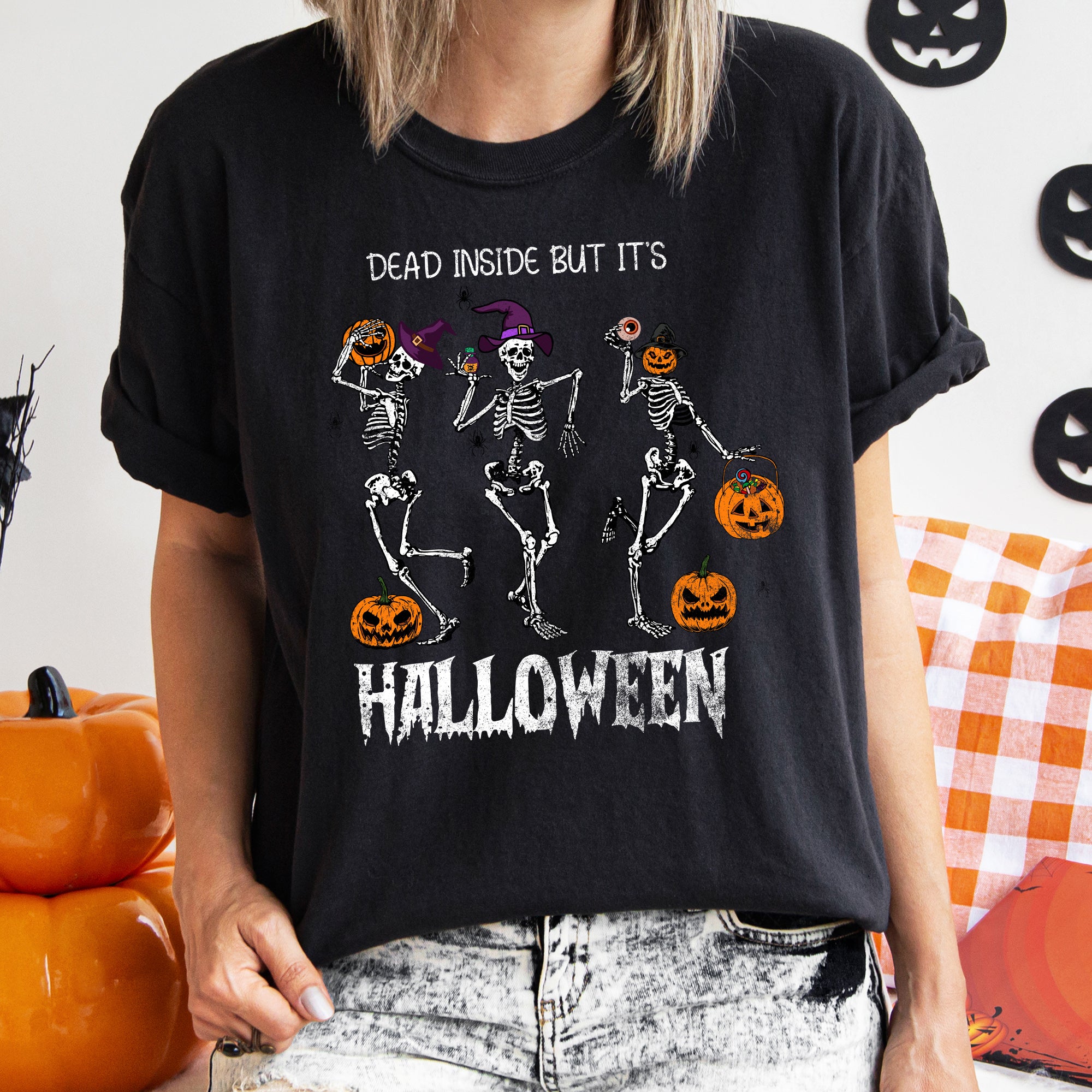Dead Inside Skeletons Vintage Halloween T-shirt