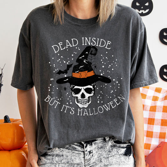 Dead Inside Skull Retro Halloween Comfort Colors Tshirt