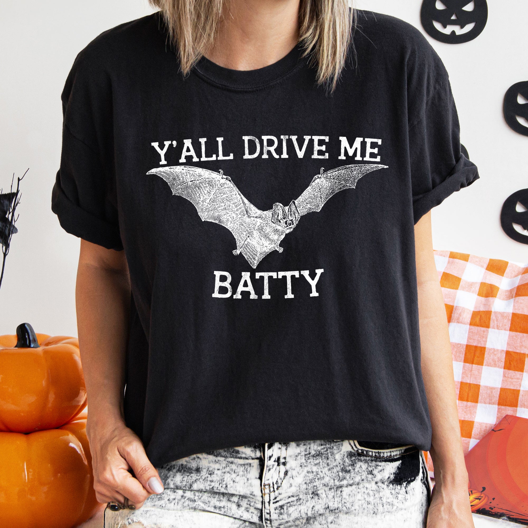 Y'all Drive Me Batty Retro Halloween T-shirt