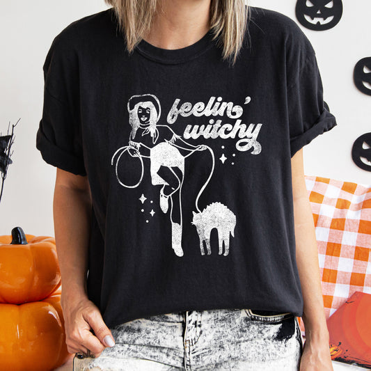 Feelin' Witchy Retro Halloween Comfort Colors Tshirt