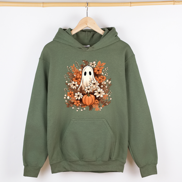 Floral Ghost, Trending, Vintage, Halloween, Witch, Spooky, Graphic Hoodie, Hooded Sweatshirt