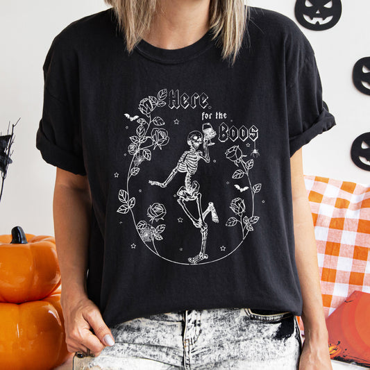 Here For The Boos Retro Halloween Comfort Colors Tshirt