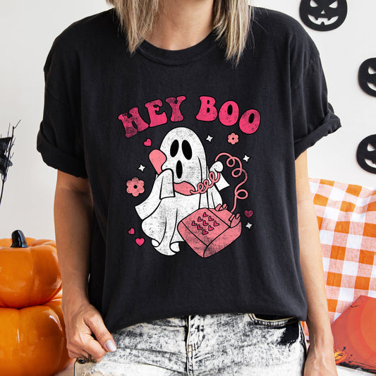 Hey Boo Retro Halloween Comfort Colors Tshirt