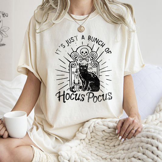 It's Just A Bunch Of Hocus Pocus Retro Halloween Comfort Colors Tshirt