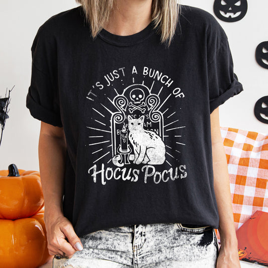 It's Just A Bunch Of Hocus Pocus Retro Halloween Comfort Colors Tshirt