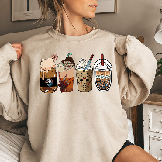 Horror Movie Coffee Halloween Sweatshirt