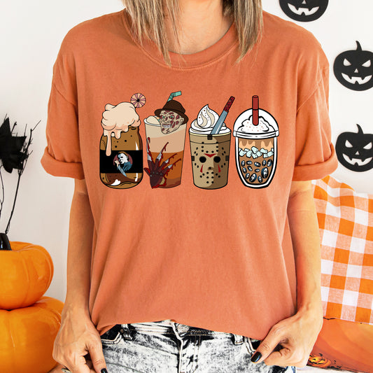 Horror Movie Coffee Vintage Halloween Comfort Colors Tshirt