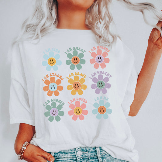 Positive Affirmations, Daisy, Retro, Comfort Colors Tshirt