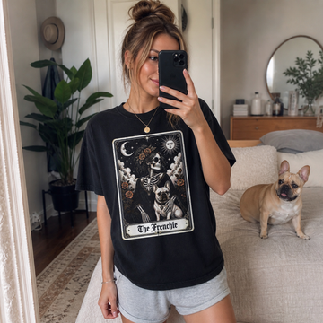 The Dog Mom's Tarot Tee | Vintage Tarot Card Dog Breed Portrait | Comfort Colors 1717 Black | Witchcore Halloween Dog Mom Shirt | 50+ Breeds