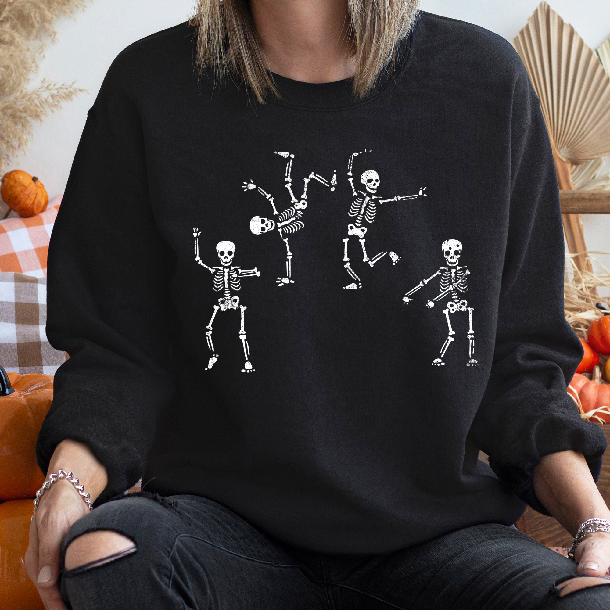 Jumping Skeletons Vintage Halloween Sweatshirt