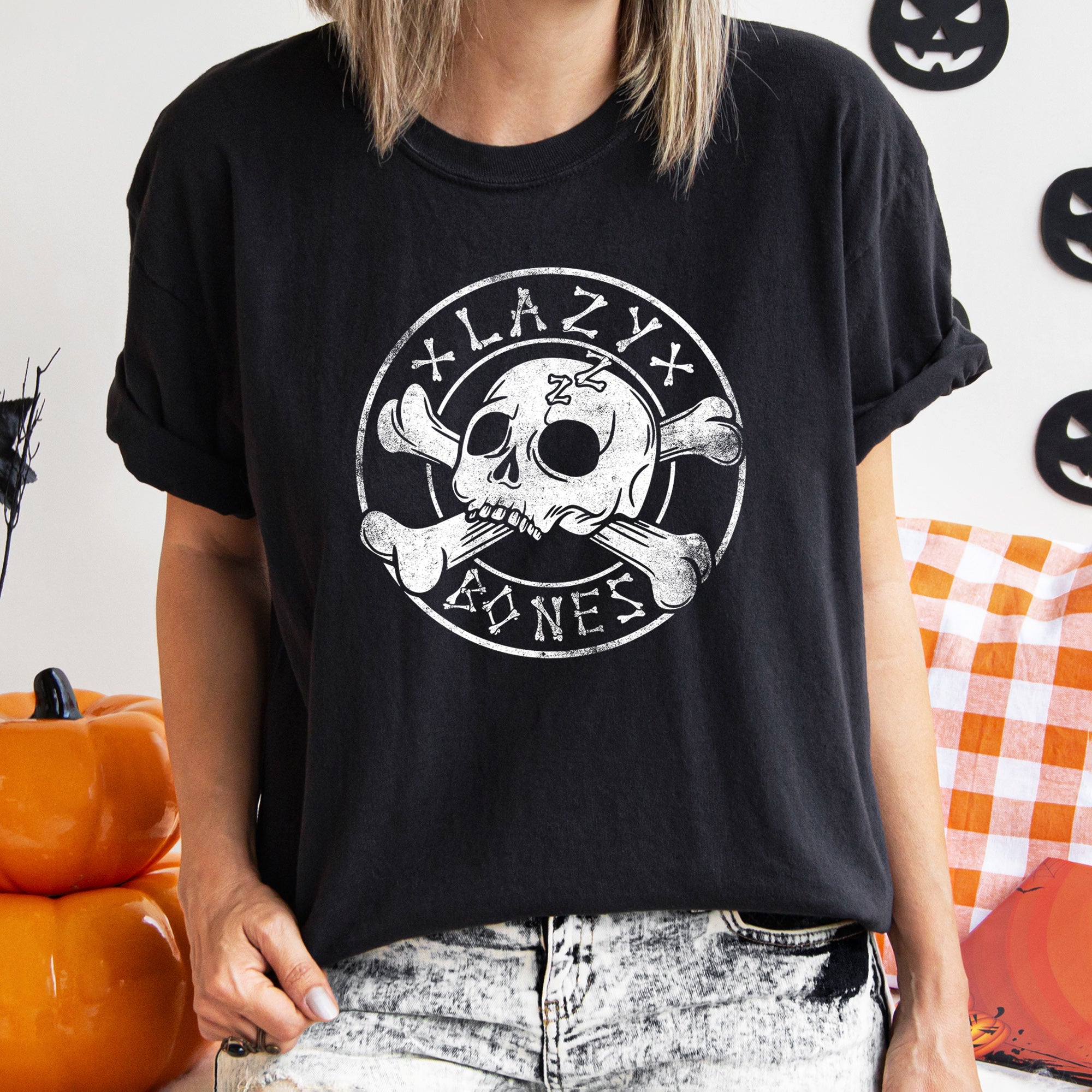 Lazy Bones Retro Halloween T-shirt