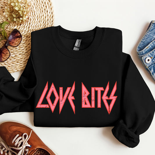 Love Bites, Def, Retro, 80s, Rock Music, Sweatshirt, Valentine's Day