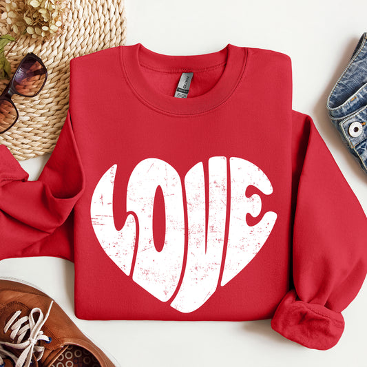 Retro Love Heart, Vintage, Sweatshirt, Valentine's Day