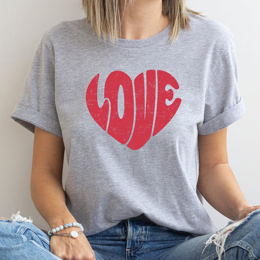 Retro Love Heart, Vintage, Super Soft Tshirt, Valentine's Day