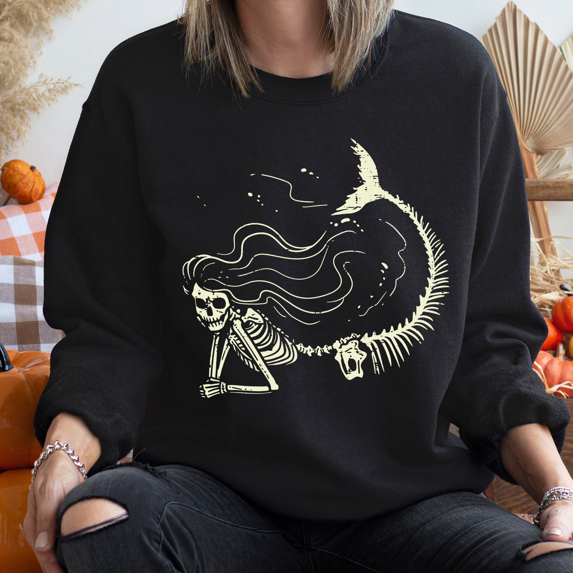 Vintage Mermaid Skeleton Sweatshirt