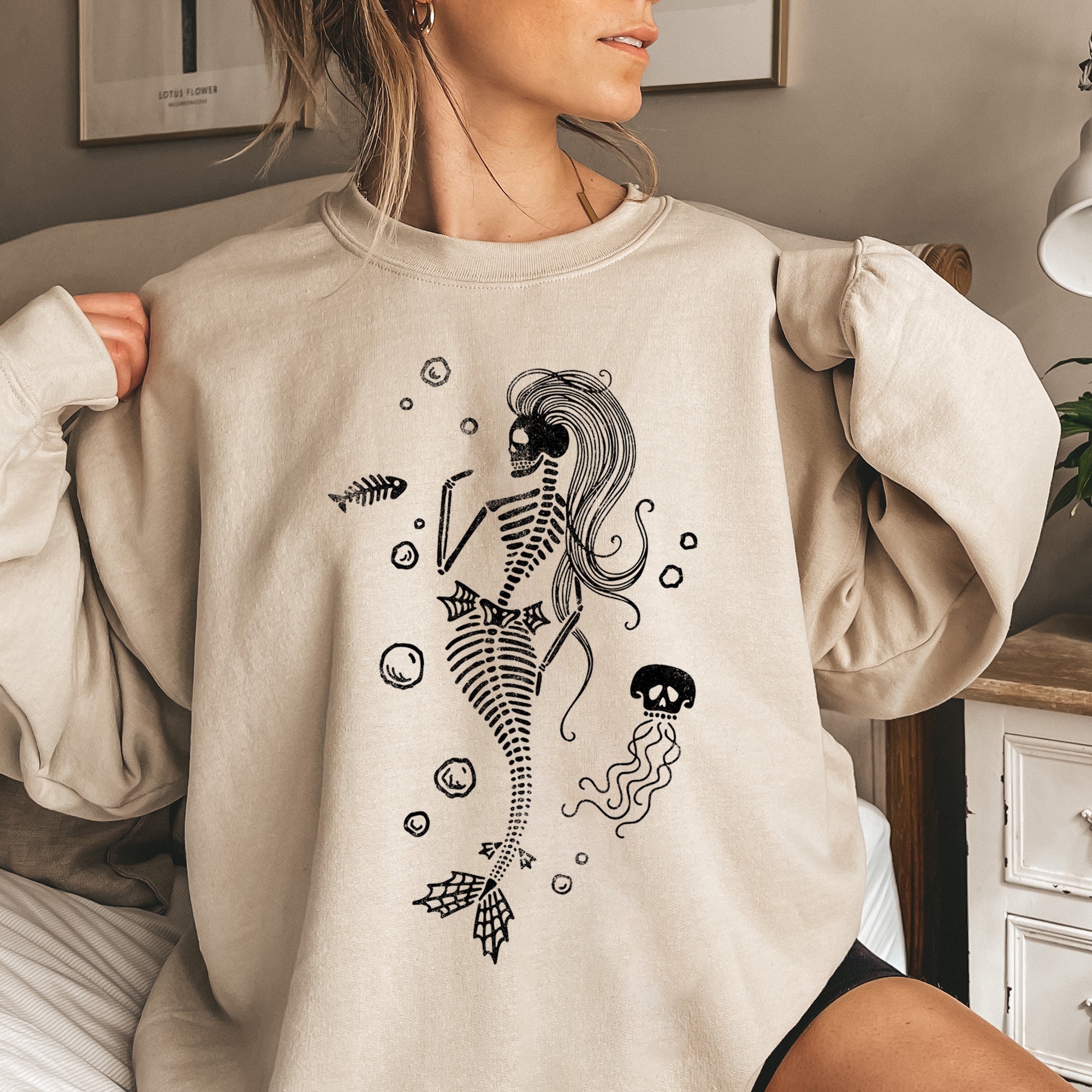 Mermaid Skeleton Jelly Fish Sweatshirt