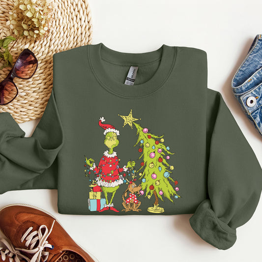 Grinchy Christmas Tree, Funny, Christmas Sweatshirt