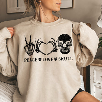 Peace Love Skull Vintage Halloween Sweatshirt