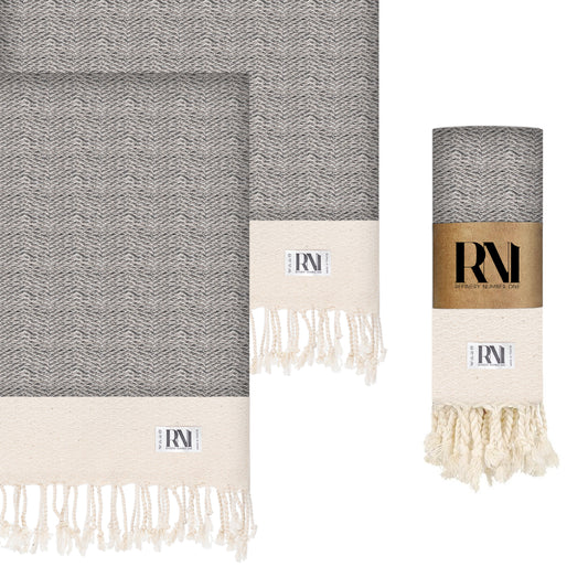 Herringbone Turkish Peshtemal Hand Towels - Set of 2
