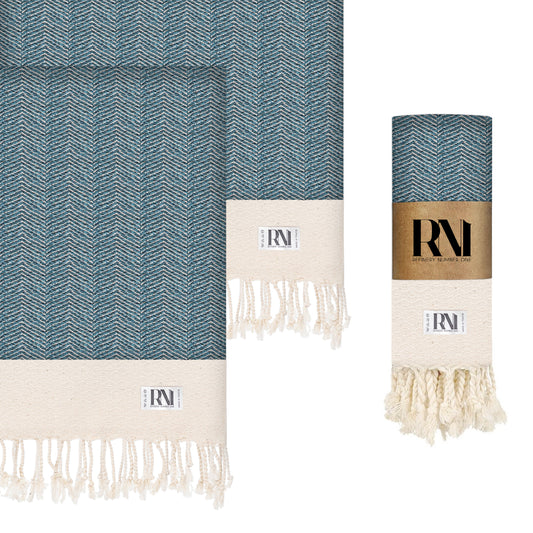 Herringbone Turkish Peshtemal Hand Towels - Set of 2