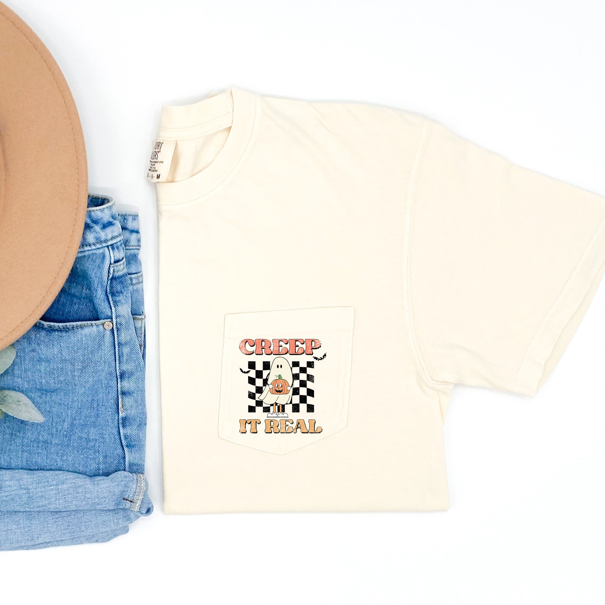 Creep It Real Checked Halloween Pocket T-shirt