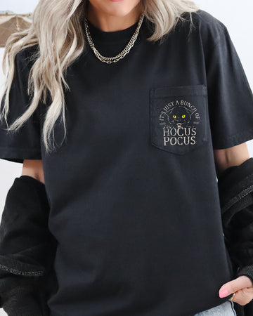 Hocus Pocus Cat, Vintage, Halloween Pocket Tee Comfort Colors T-Shirt