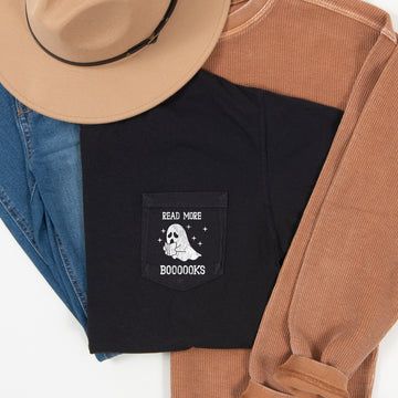 Read More Boooks Halloween Pocket T-shirt White Print