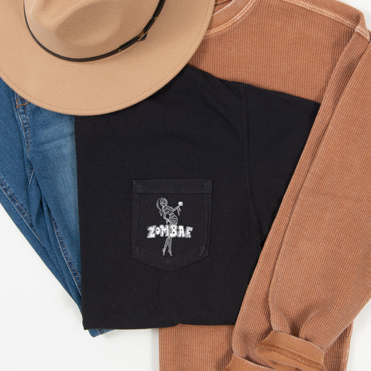 Zombae Halloween Pocket T-shirt White Print