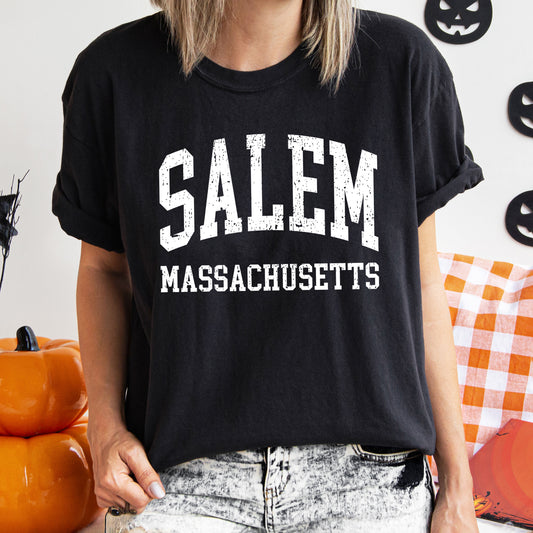 Salem Massachusetts Retro Halloween Comfort Colors Tshirt