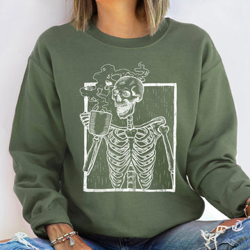 Skeleton Coffee Halloween Sweatshirt