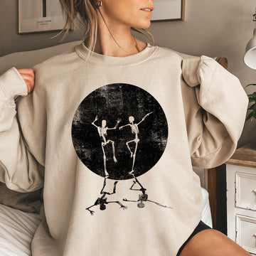 Skeleton Dancing Moon Vintage Halloween Sweatshirt