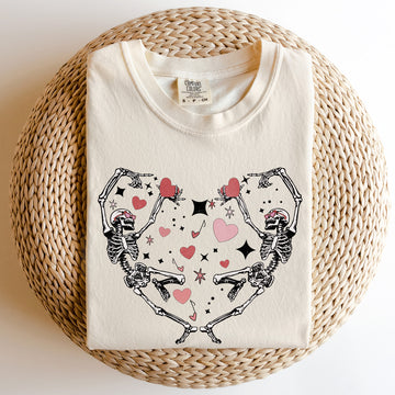 Dancing Skeletons, Heart, Comfort Colors Tshirt, Valentine's Day