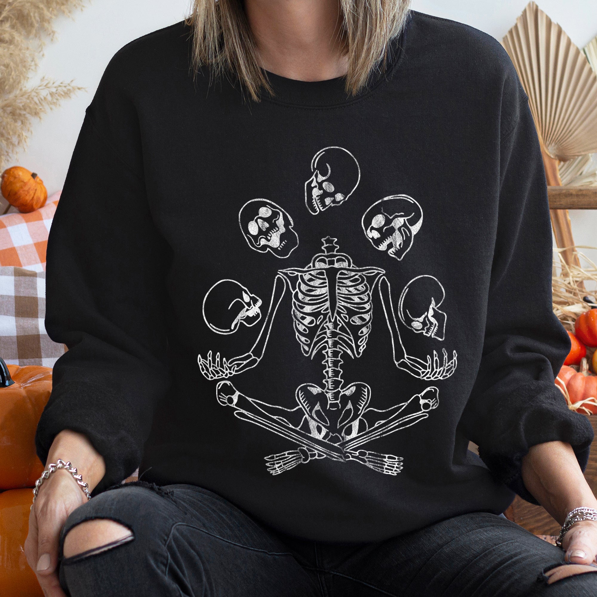 Skeleton Juggling Vintage Halloween Sweatshirt
