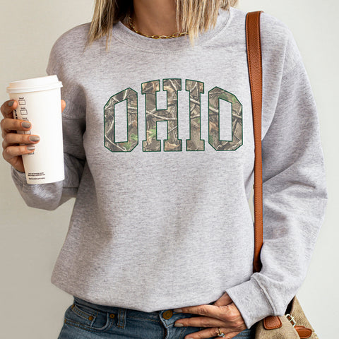 Camo State Sweatshirt, Camouflage, Outdoors, Nature, Adventure, Camping, Hunting, Lake, 50 States, Men's Wear, Woman's Wear, Unisex, Gift