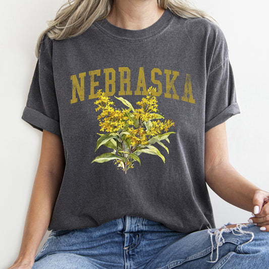 Nebraska State Flower Comfort Colors Tshirt