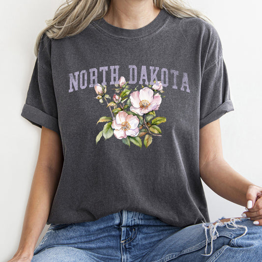 North Dakota State Flower Comfort Colors Tshirt