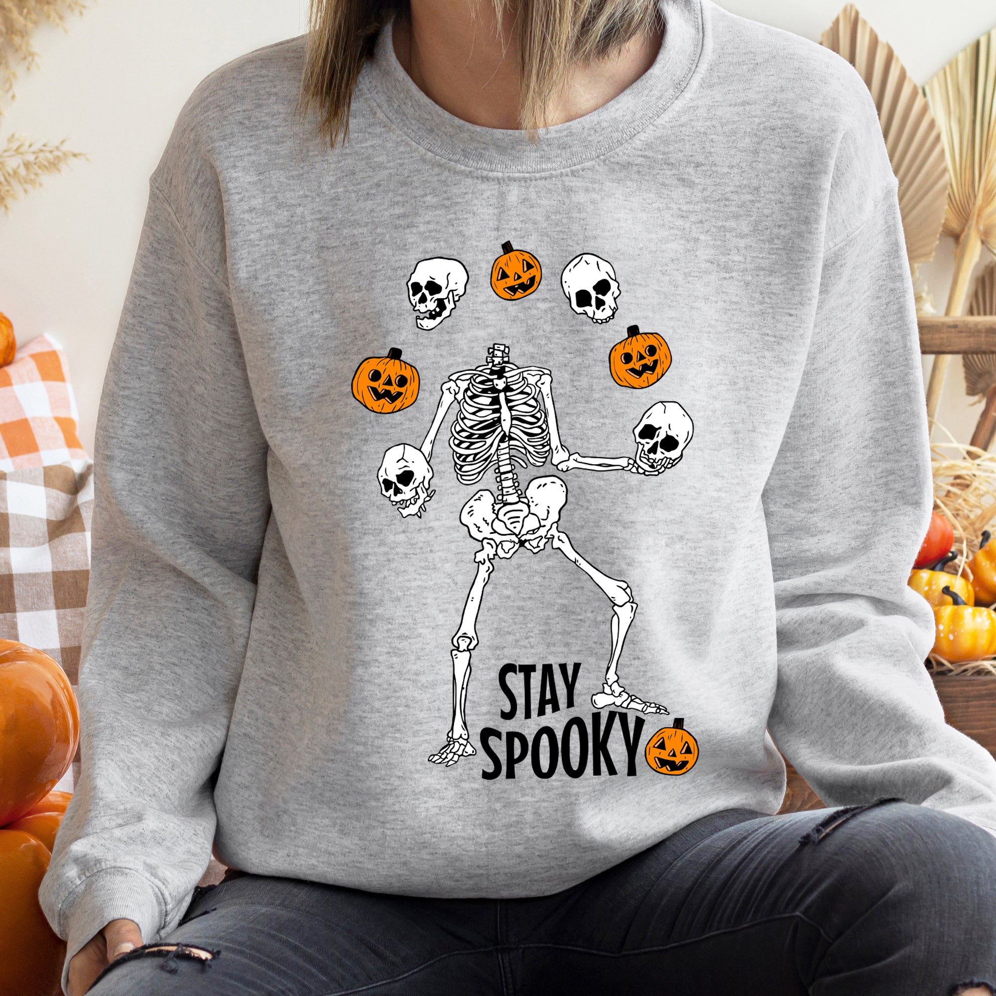 Spooky Skeleton Juggling Halloween Sweatshirt