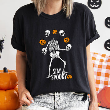 Stay Spooky Juggling Skeleton Retro Halloween T-shirt