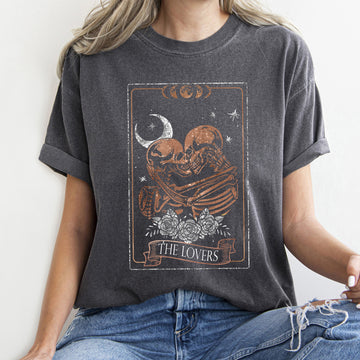 The Lovers Tarot, Moon, Skeletons, Mystical, Magic, Comfort Colors Tshirt, Valentine's Day