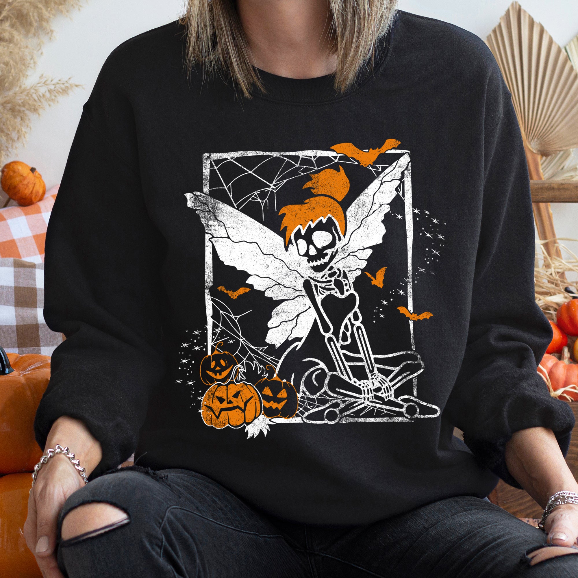 Tinkerbell Skeleton Vintage Halloween Sweatshirt