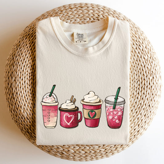 Valentine's Coffee, Drinks, Comfort Colors Tshirt, Valentine's Day