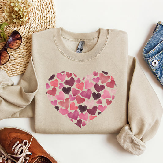 Watercolor Hearts, Sweatshirt, Valentine's Day