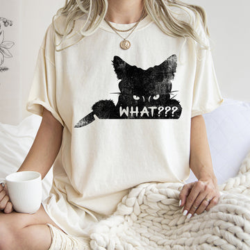 What? Cat And Knife Retro Halloween T-shirt